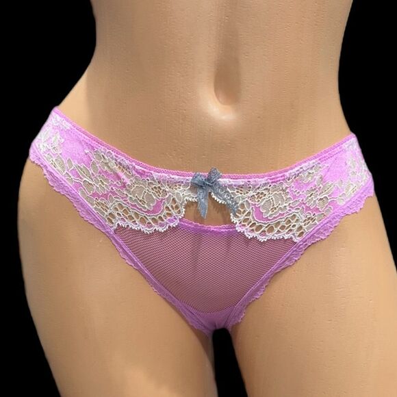 Victorias Secret Dream Angels Metallic Lace & Sheer Mesh Cheekini panty Small - Picture 1 of 5